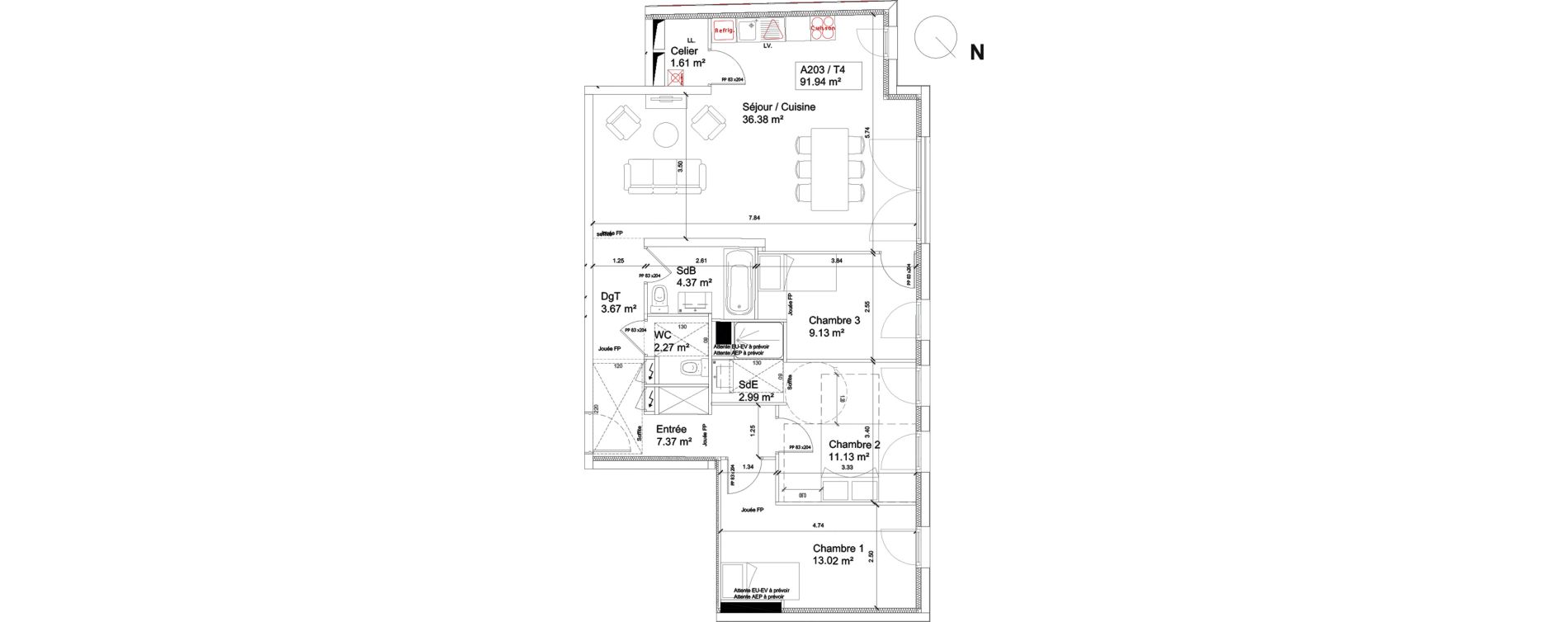 Appartement T4 de 91,94 m2 &agrave; Antony Centre