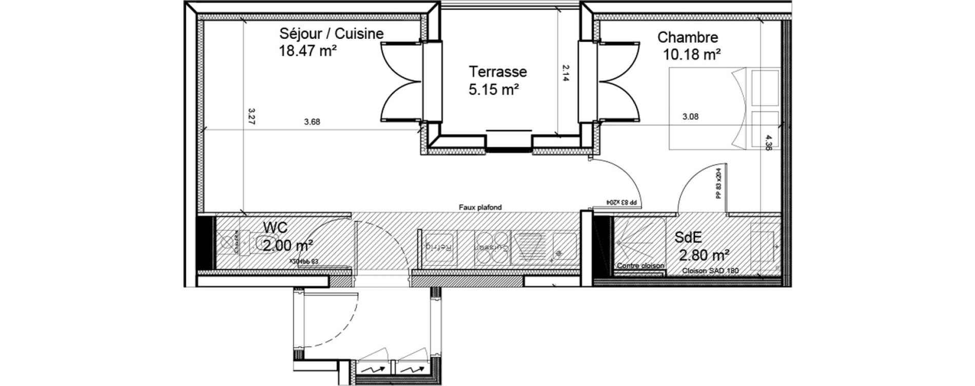 Appartement T2 de 33,45 m2 &agrave; Antony Centre