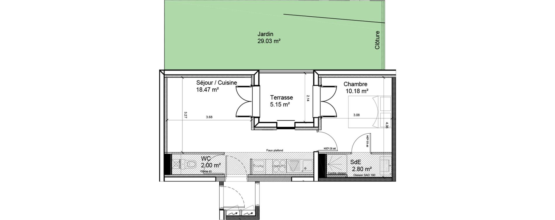 Appartement T2 de 33,45 m2 &agrave; Antony Centre