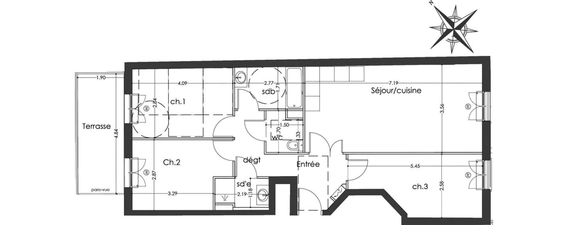 Appartement T4 de 77,05 m2 à Antony Centre