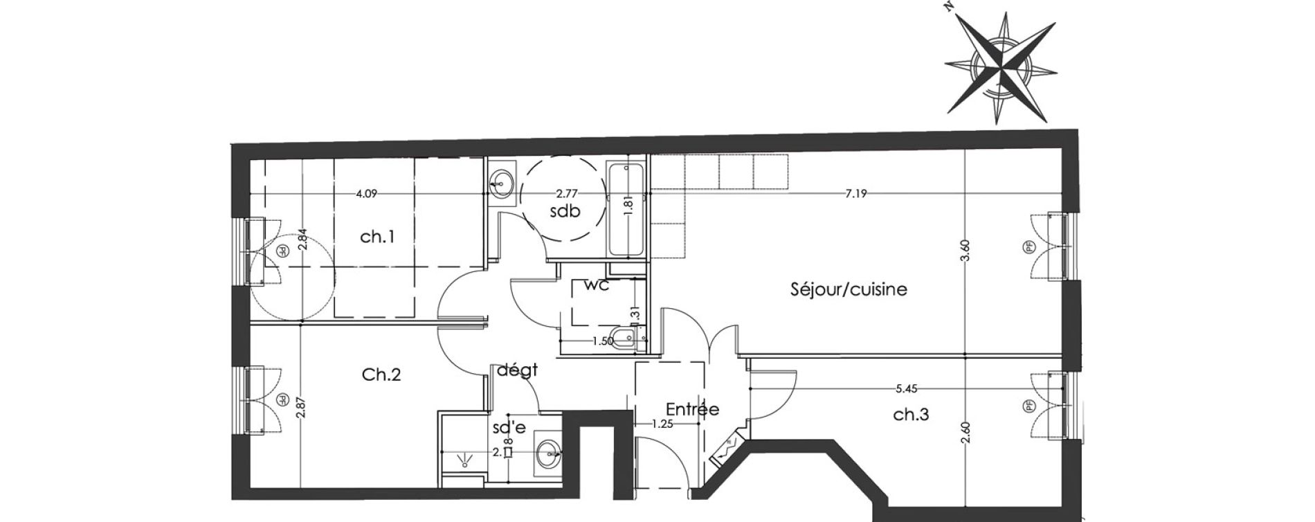 Appartement T4 de 77,05 m2 à Antony Centre