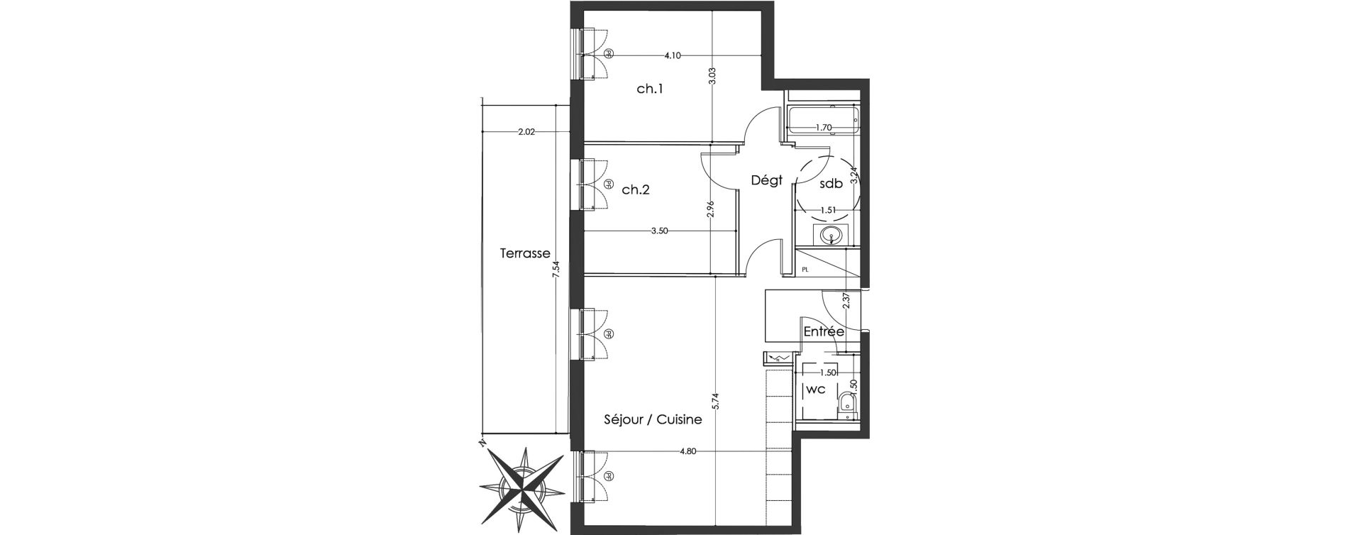 Appartement T3 de 65,80 m2 &agrave; Antony Centre