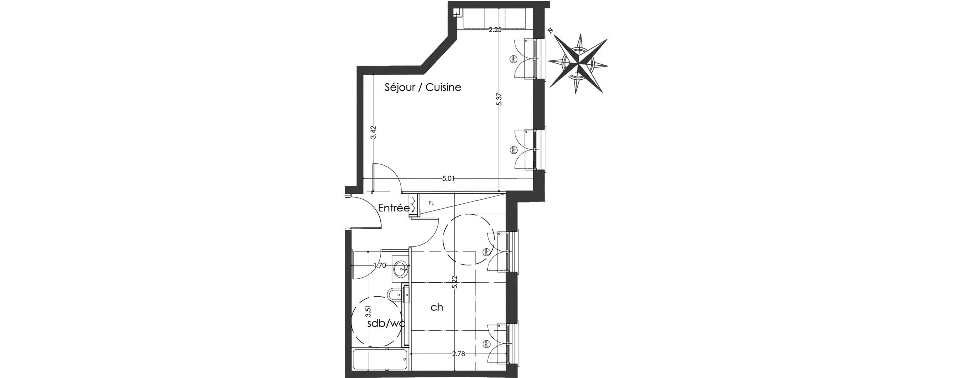 Appartement T2 de 44,45 m2 &agrave; Antony Centre