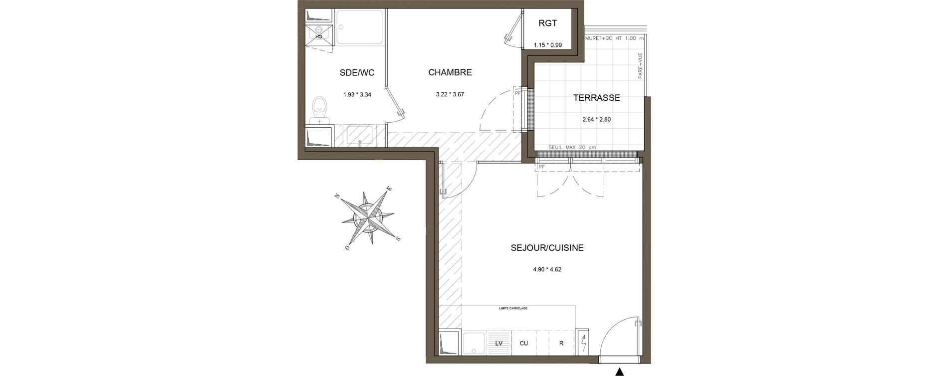 Appartement T2 de 40,35 m2 &agrave; Antony Centre