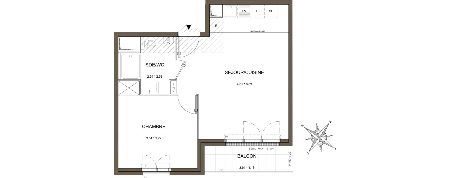 Appartement T2 de 42,84 m2 &agrave; Antony Centre