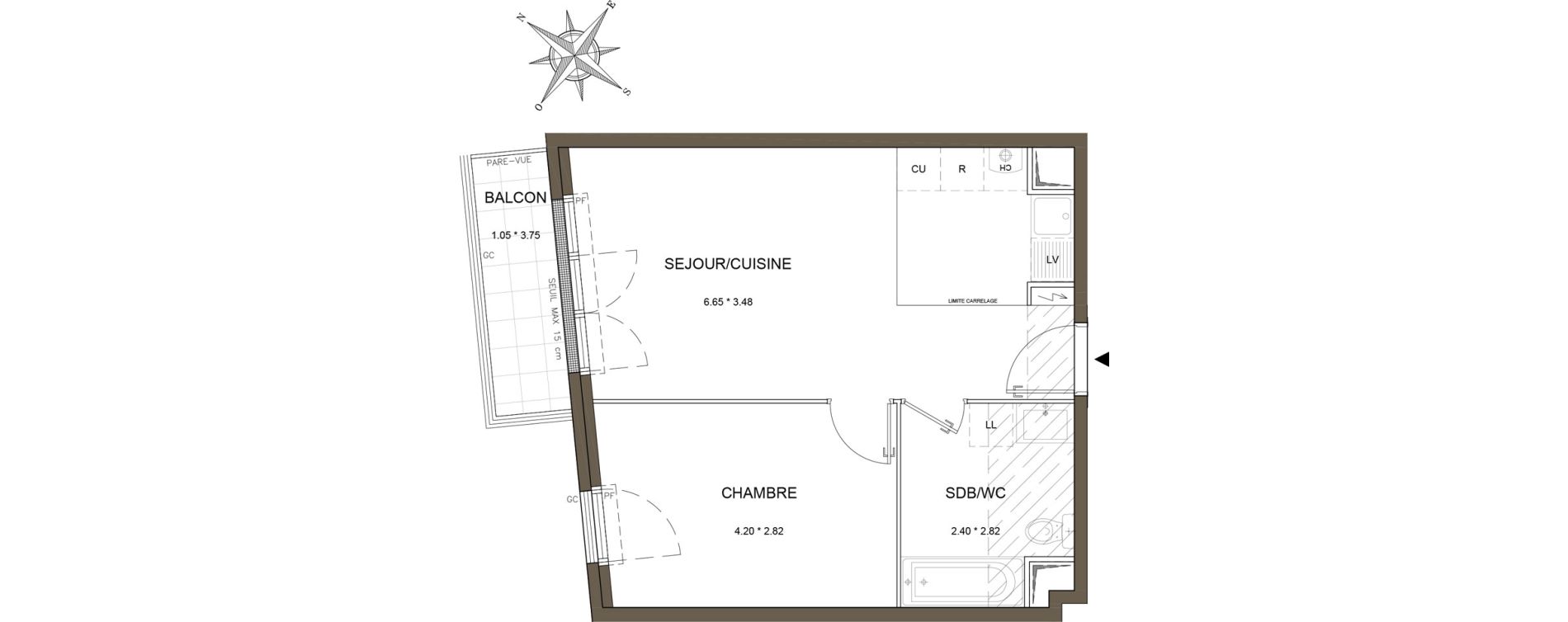 Appartement T2 de 40,84 m2 &agrave; Antony Centre