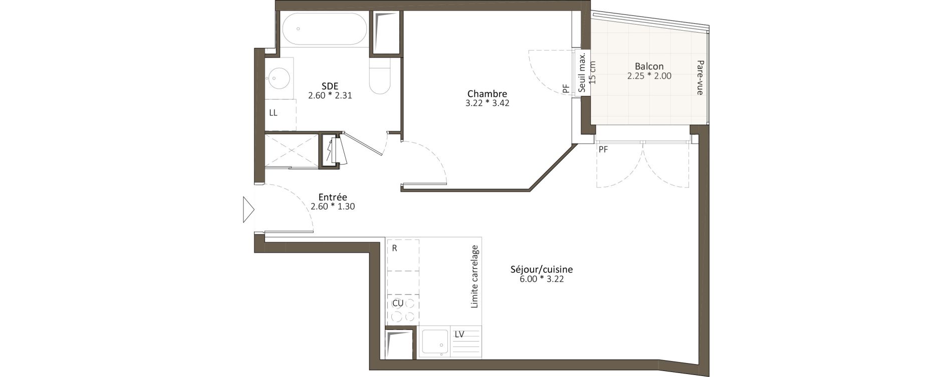 Appartement T2 de 42,00 m2 &agrave; Antony Fontaine - michalon