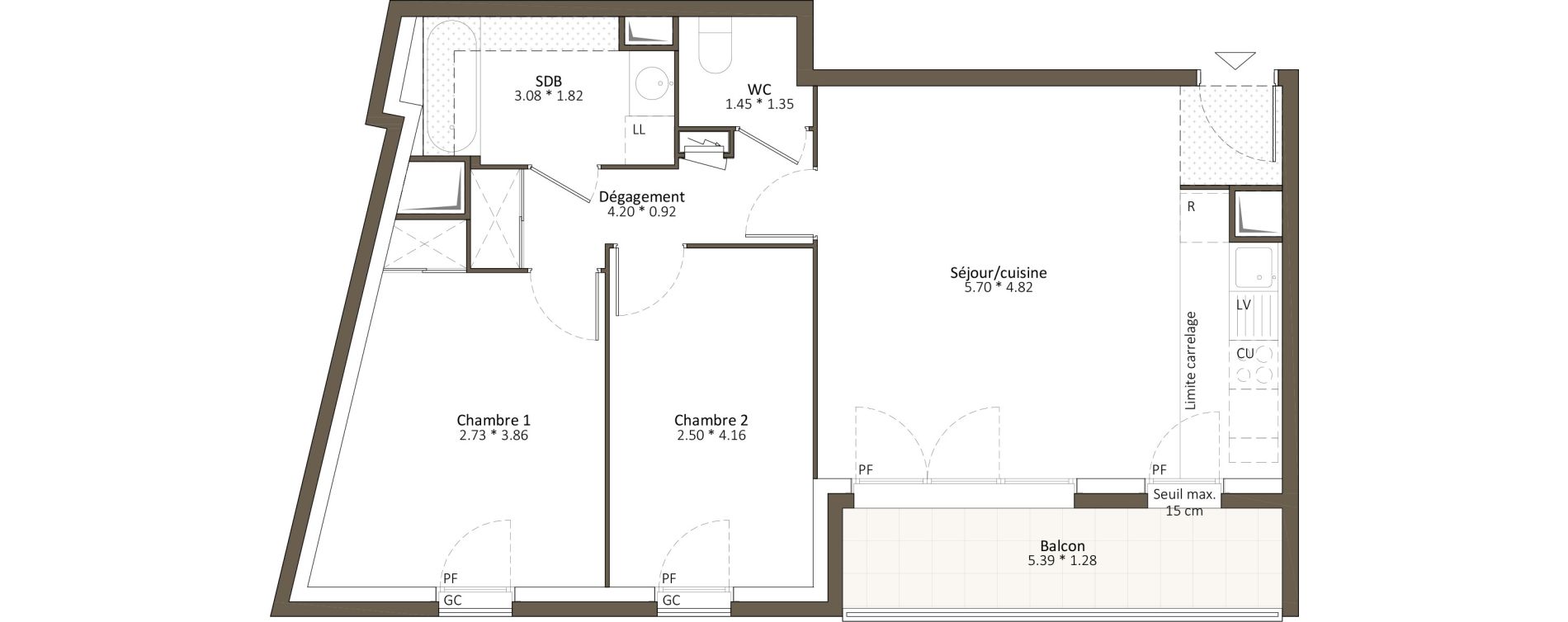 Appartement T3 de 62,50 m2 &agrave; Antony Fontaine - michalon