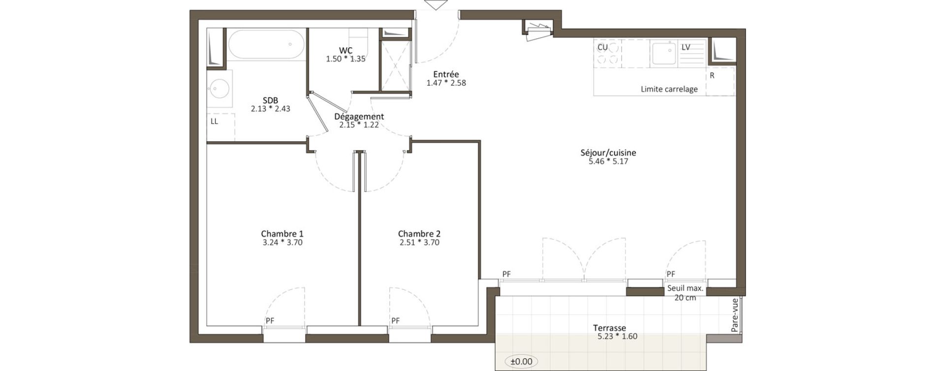 Appartement T3 de 64,10 m2 &agrave; Antony Fontaine - michalon