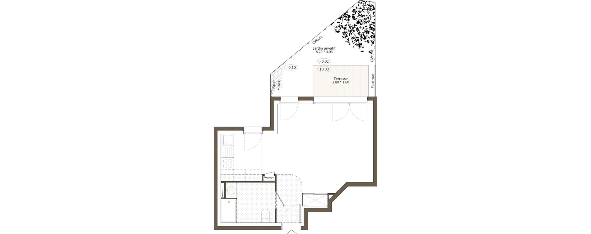 Appartement T1 de 36,00 m2 &agrave; Antony Fontaine - michalon