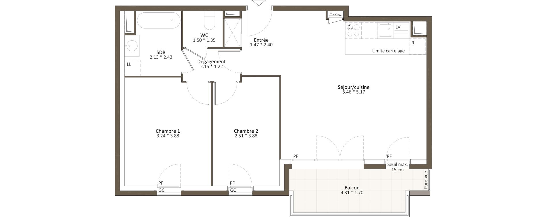 Appartement T3 de 65,20 m2 &agrave; Antony Fontaine - michalon