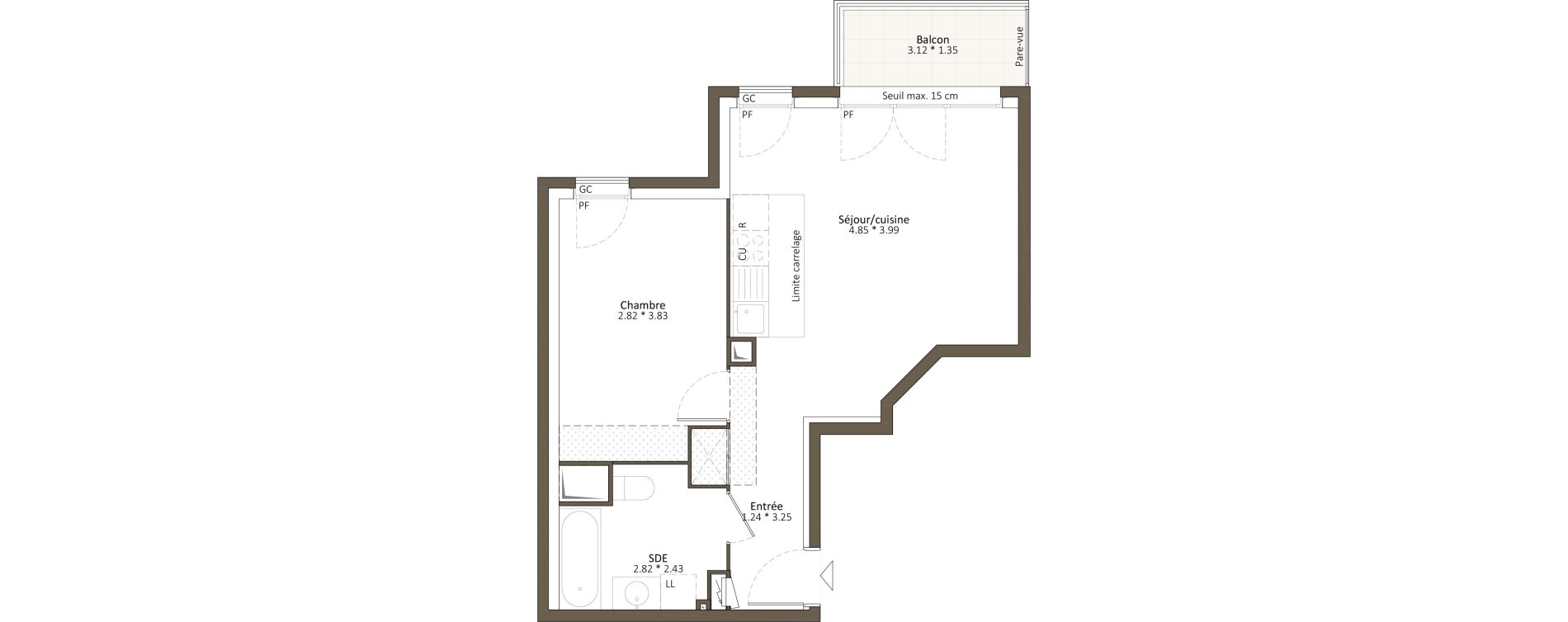 Appartement T2 de 45,30 m2 &agrave; Antony Fontaine - michalon