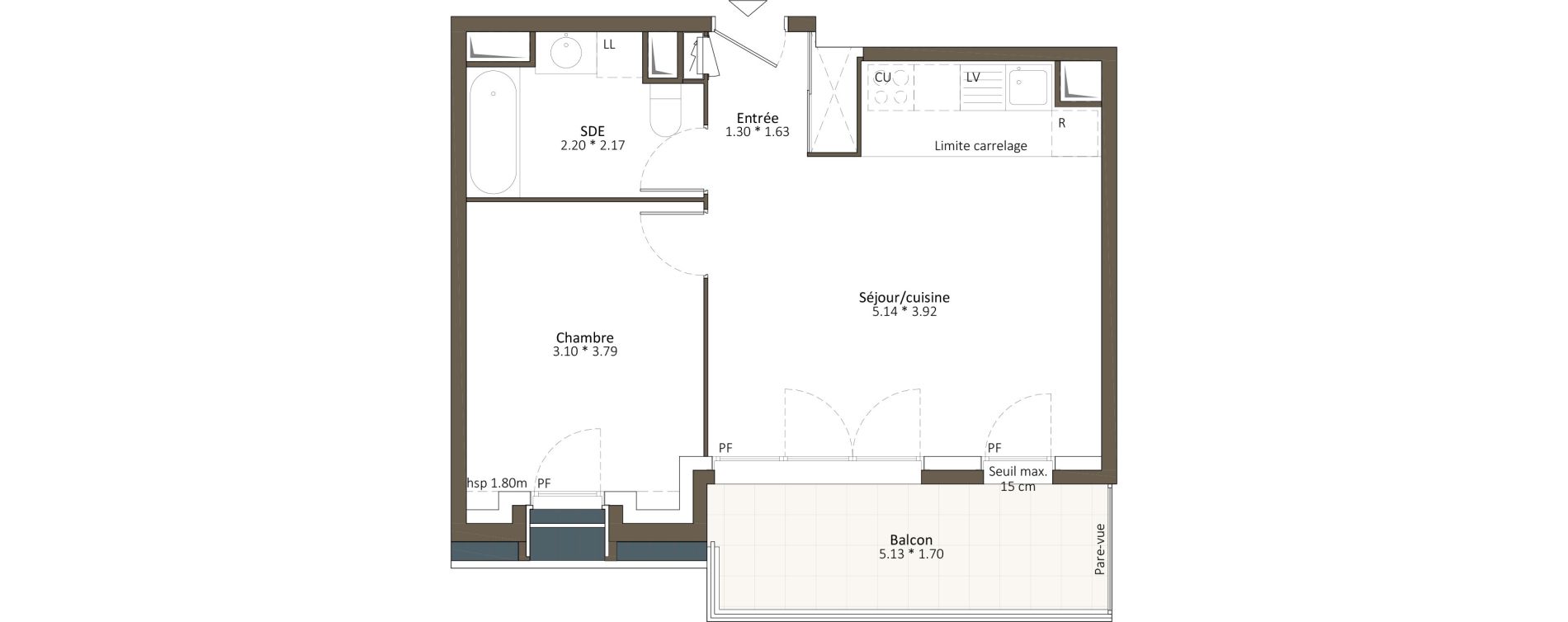 Appartement T2 de 44,30 m2 &agrave; Antony Fontaine - michalon