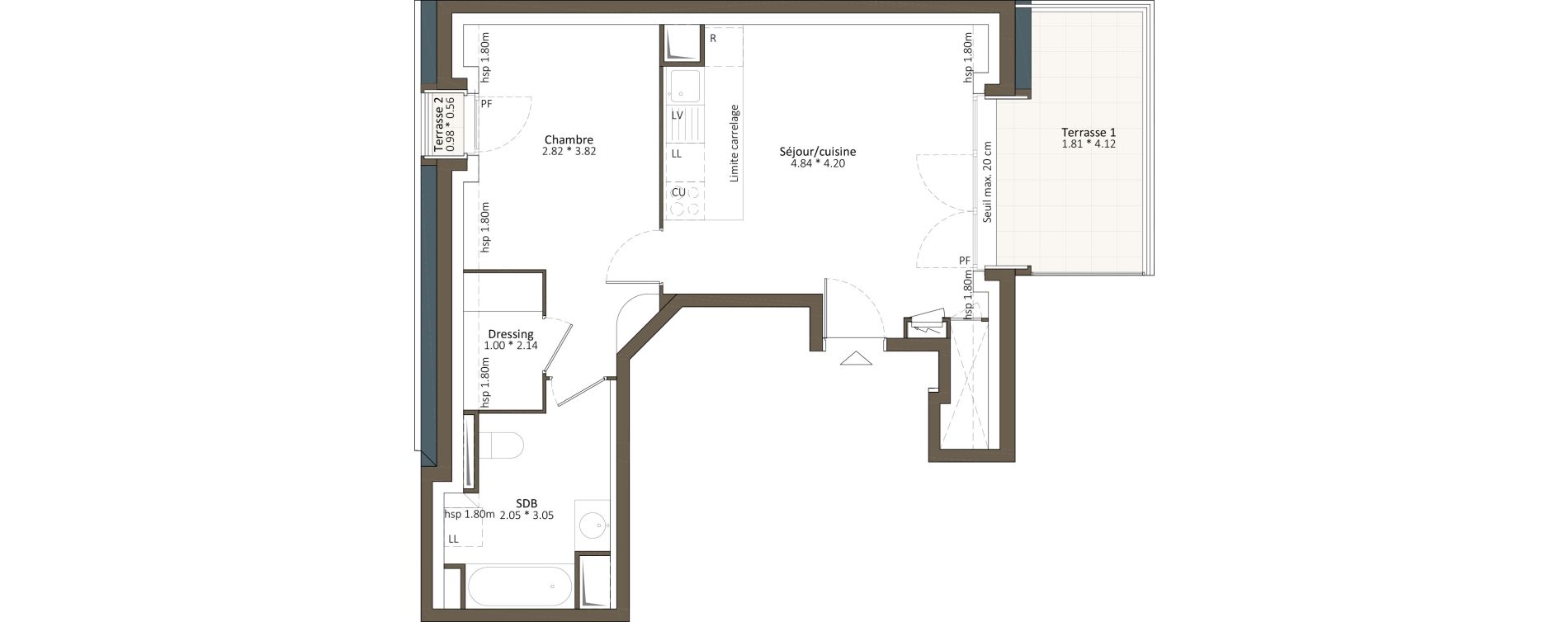 Appartement T2 de 44,50 m2 &agrave; Antony Fontaine - michalon