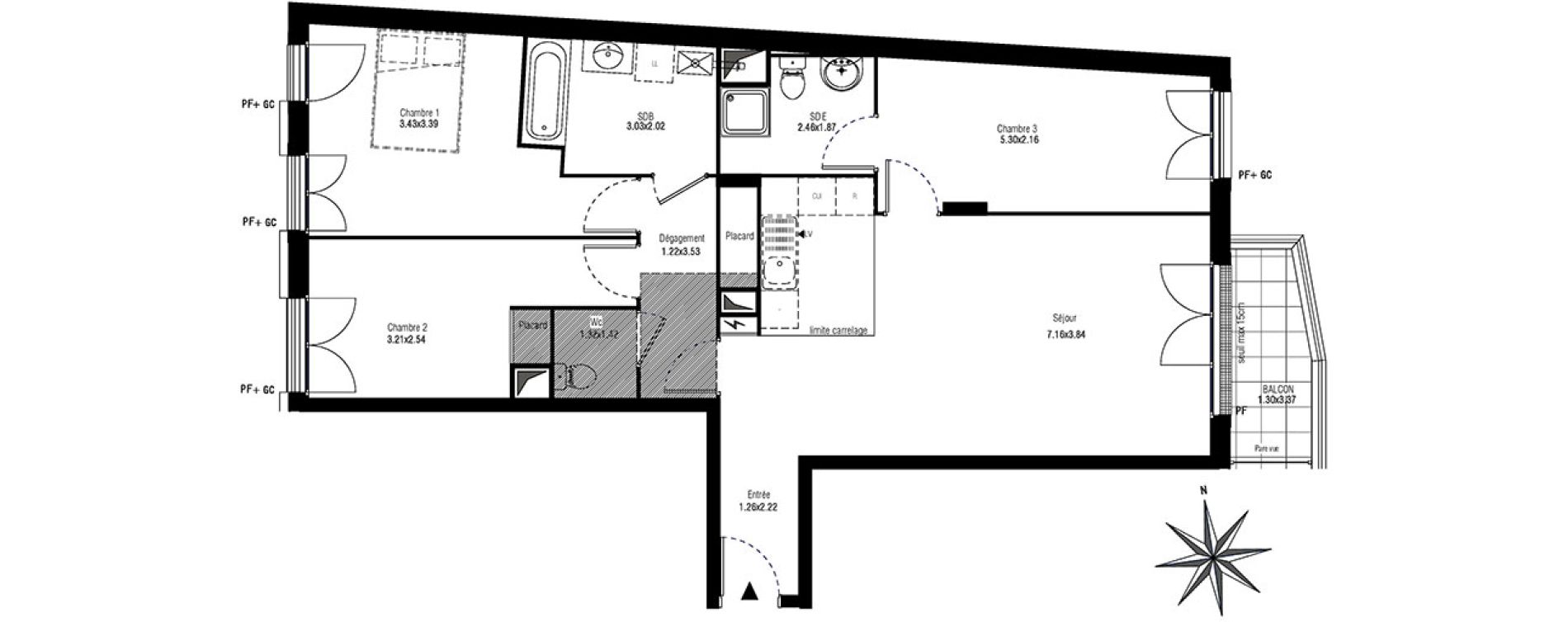 Appartement T4 de 86,38 m2 &agrave; Antony Centre