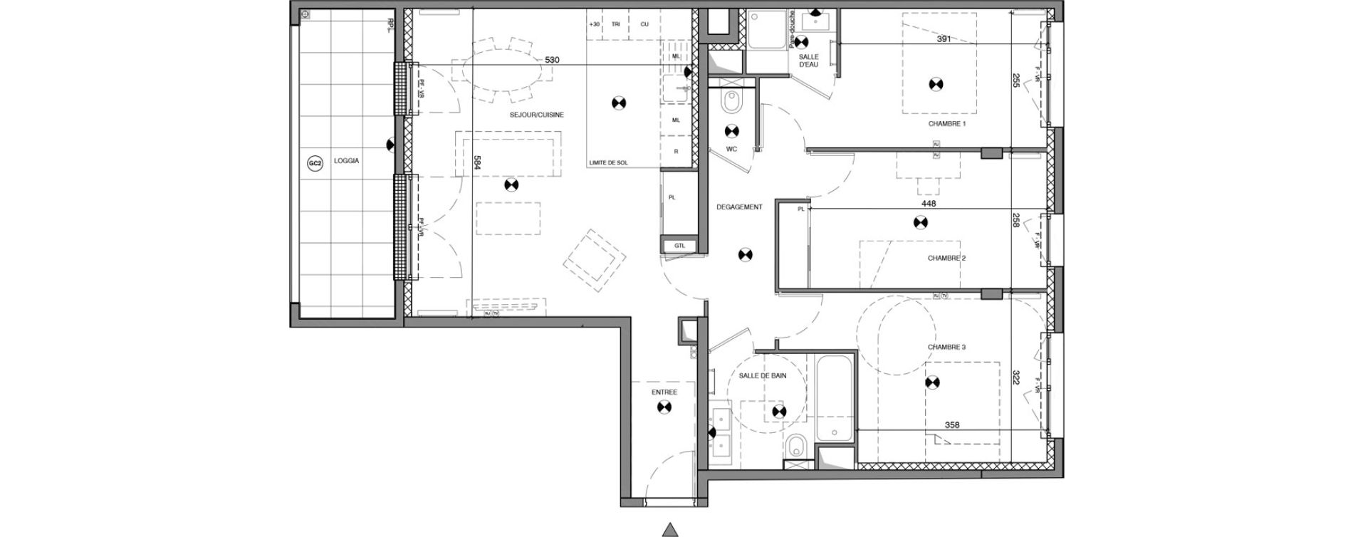 Appartement T4 de 87,67 m2 &agrave; Antony Jean zay