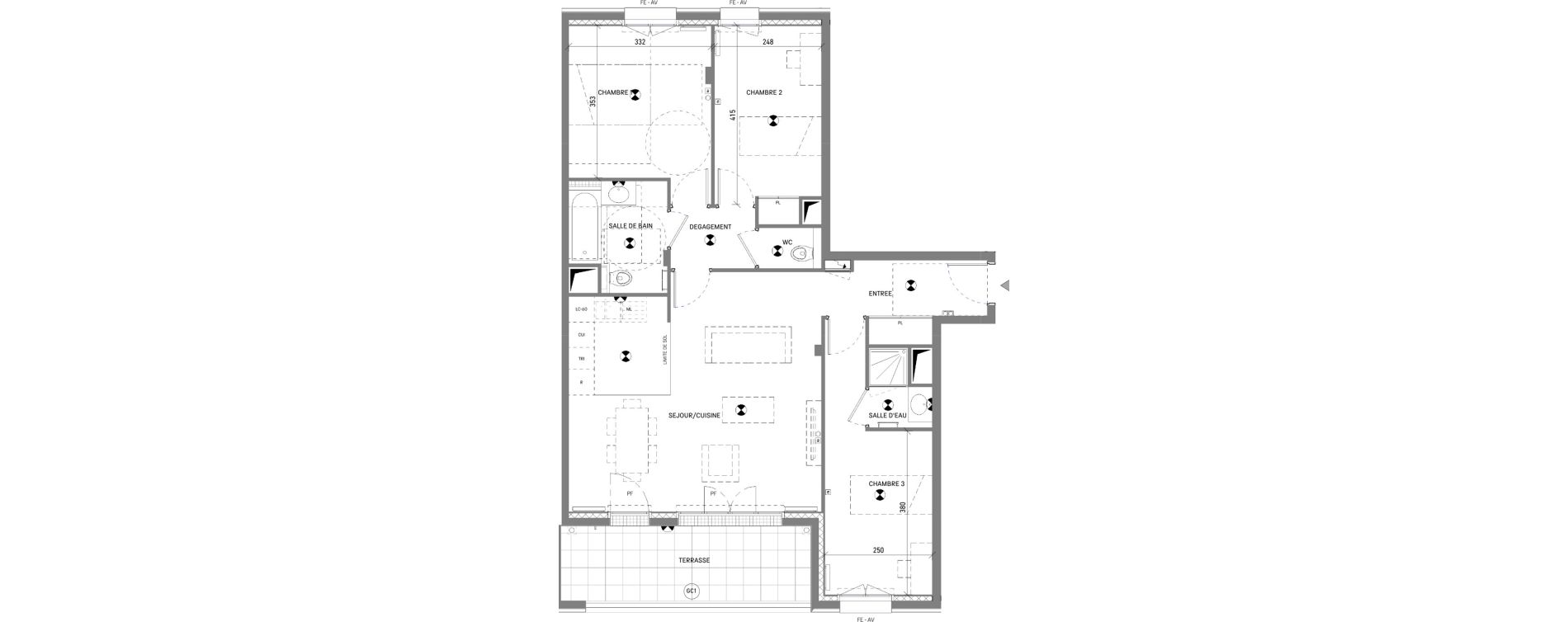 Appartement T4 de 83,78 m2 &agrave; Antony Jean zay