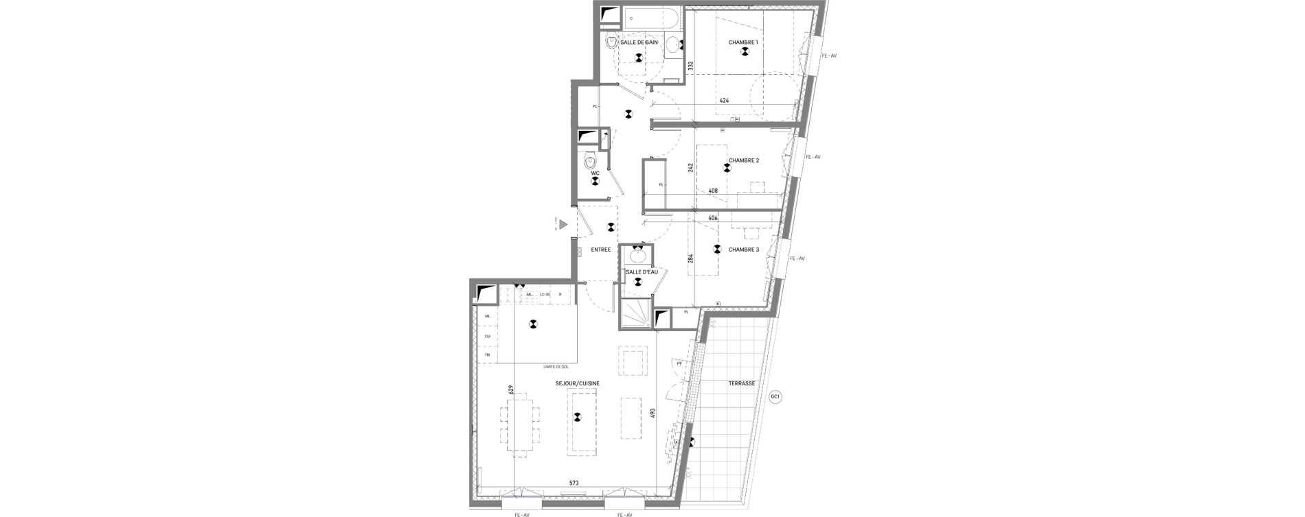 Appartement T4 de 86,61 m2 &agrave; Antony Jean zay