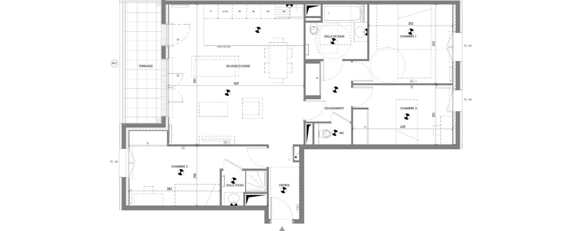 Appartement T4 de 86,79 m2 &agrave; Antony Jean zay