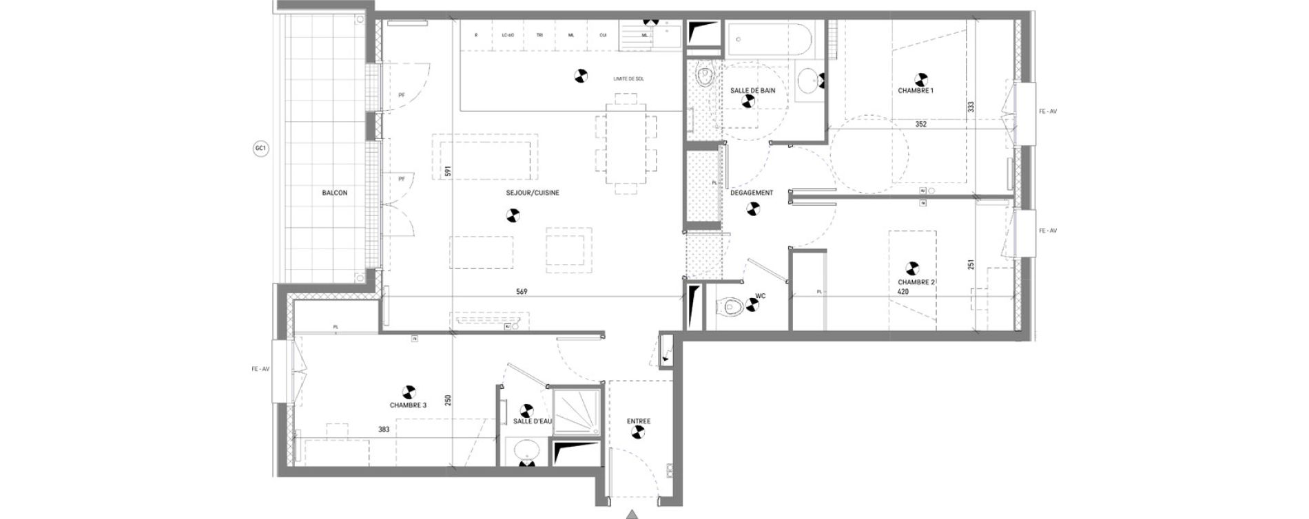 Appartement T4 de 86,79 m2 &agrave; Antony Jean zay