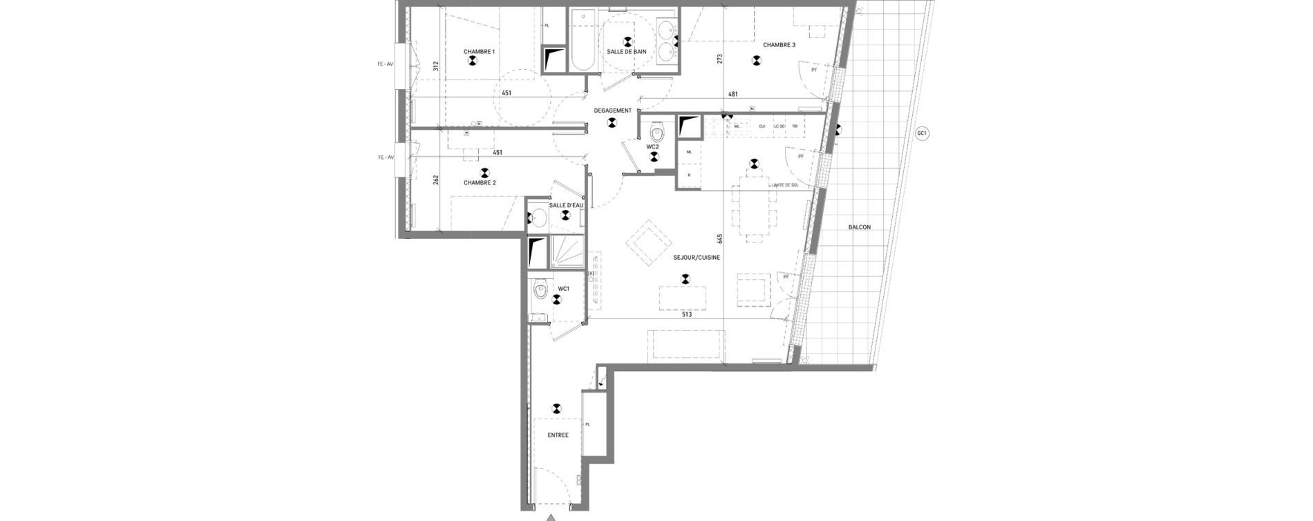 Appartement T4 de 88,22 m2 &agrave; Antony Jean zay