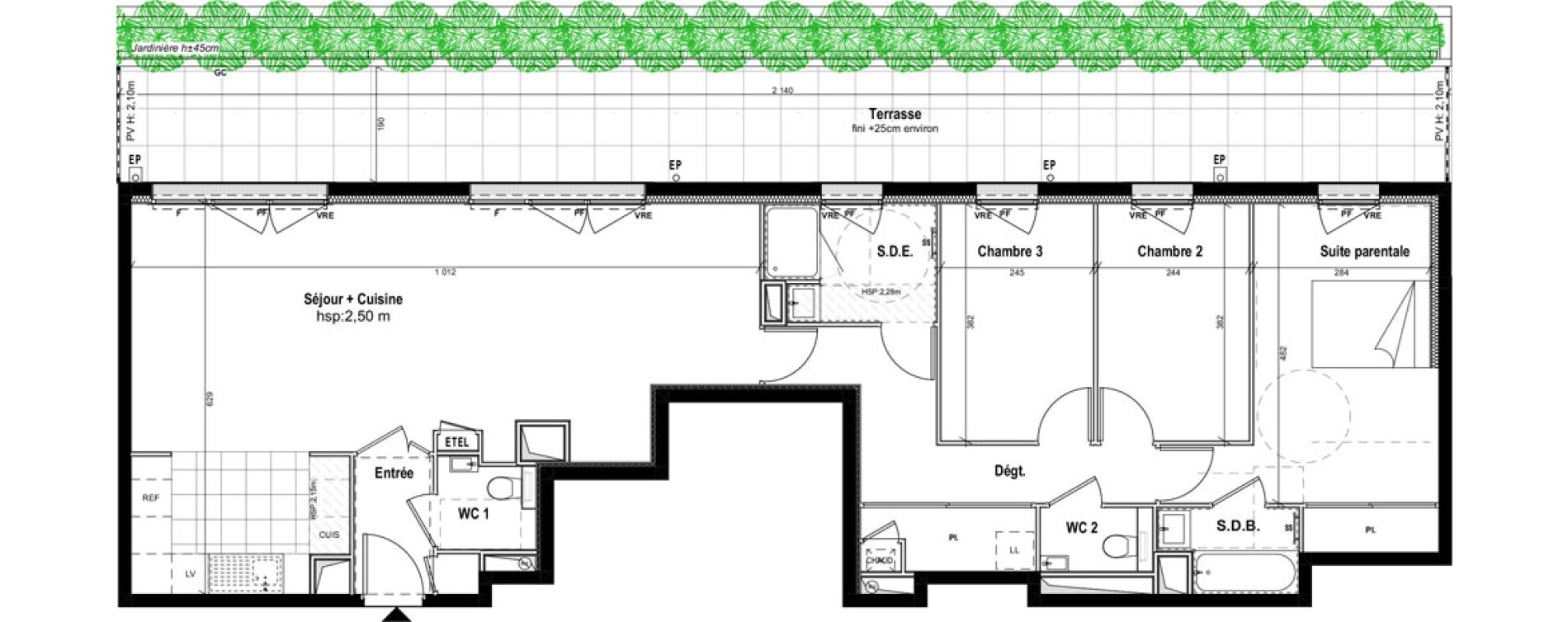 Appartement T4 de 107,42 m2 &agrave; Antony La fontaine