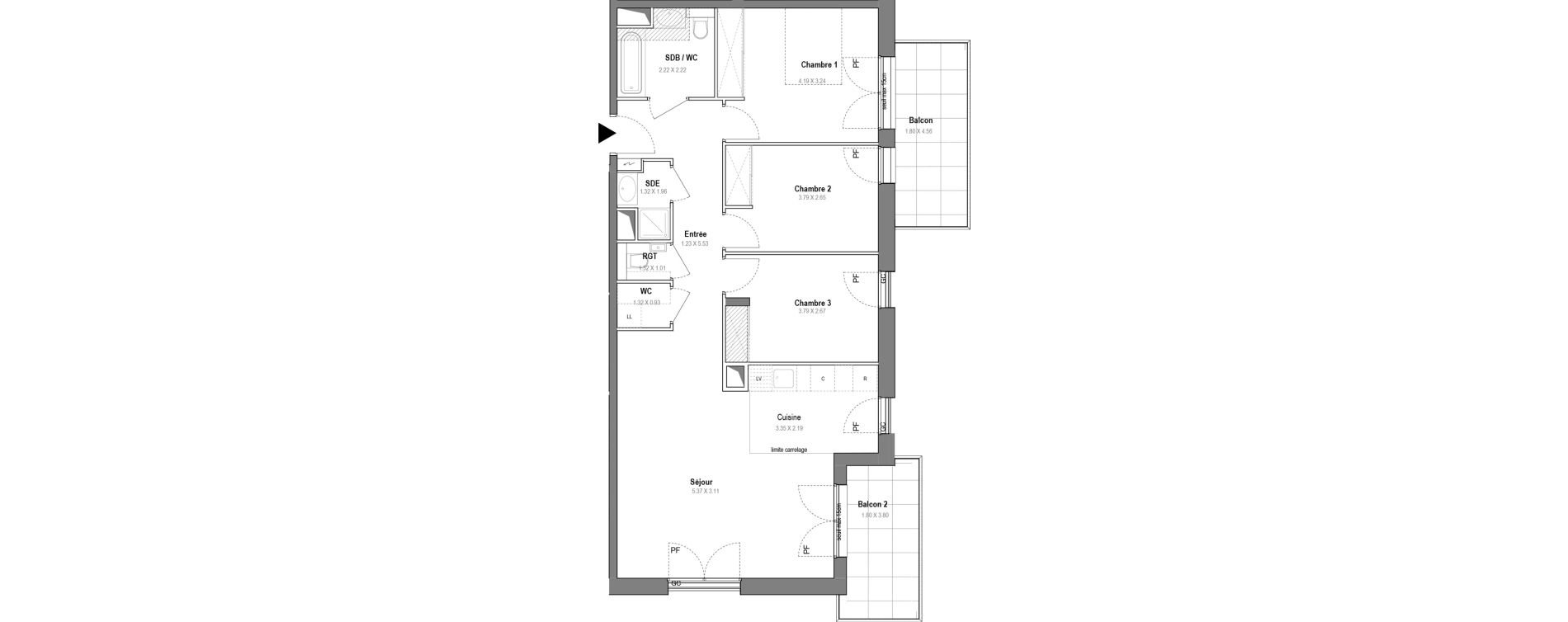 Appartement T4 de 84,50 m2 &agrave; Antony Nouveau cimeti&egrave;re
