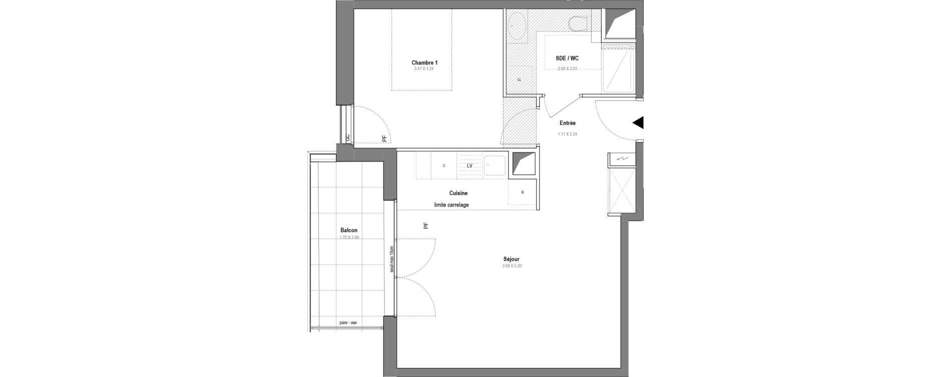 Appartement T2 de 46,50 m2 &agrave; Antony Nouveau cimeti&egrave;re