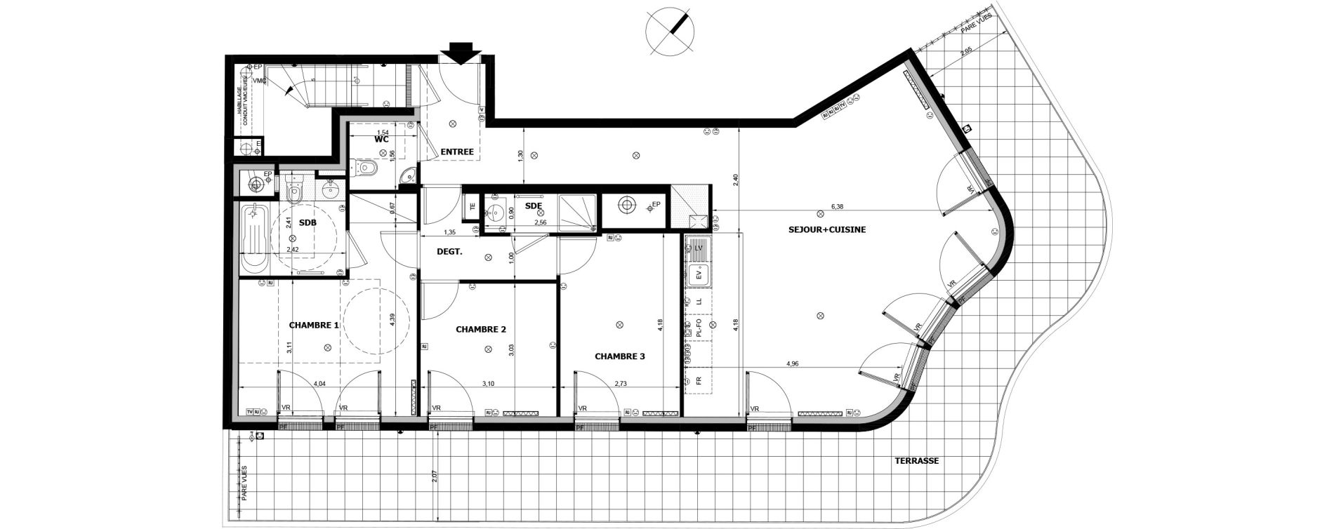 Appartement T4 de 102,87 m2 &agrave; Asni&egrave;res-Sur-Seine Voltaire