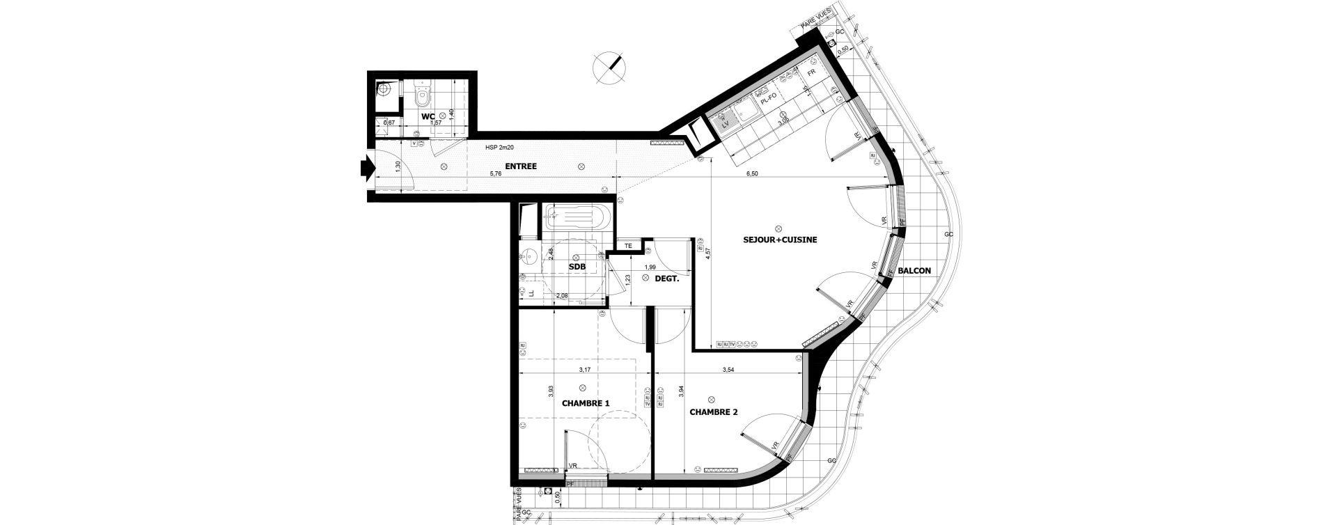 Appartement T3 de 70,88 m2 &agrave; Asni&egrave;res-Sur-Seine Voltaire
