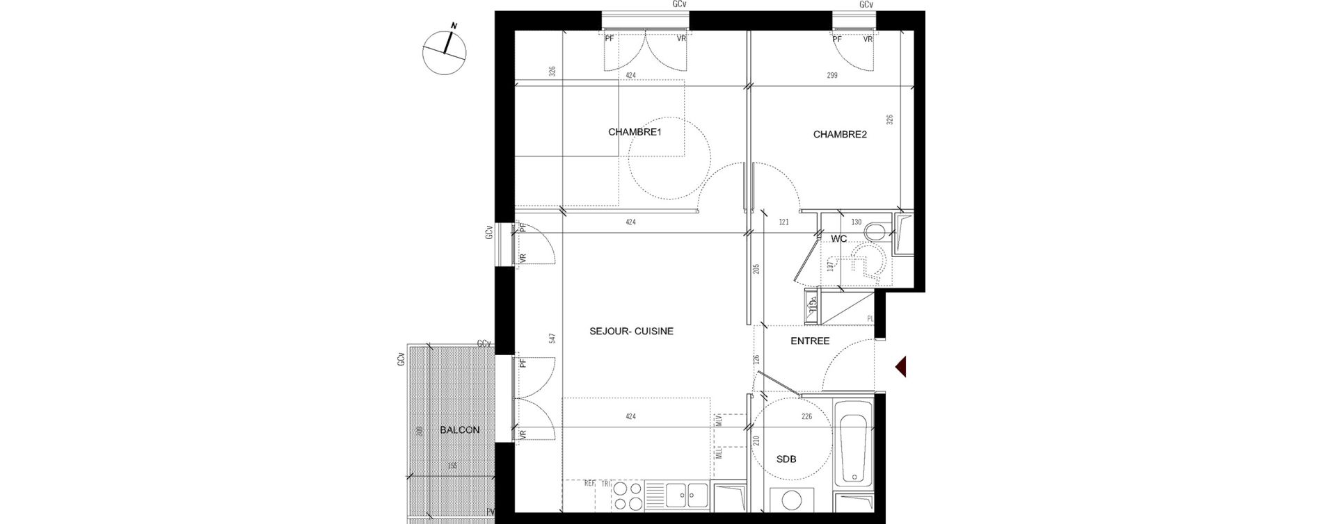 Appartement T3 de 59,10 m2 &agrave; Asni&egrave;res-Sur-Seine Seine ouest
