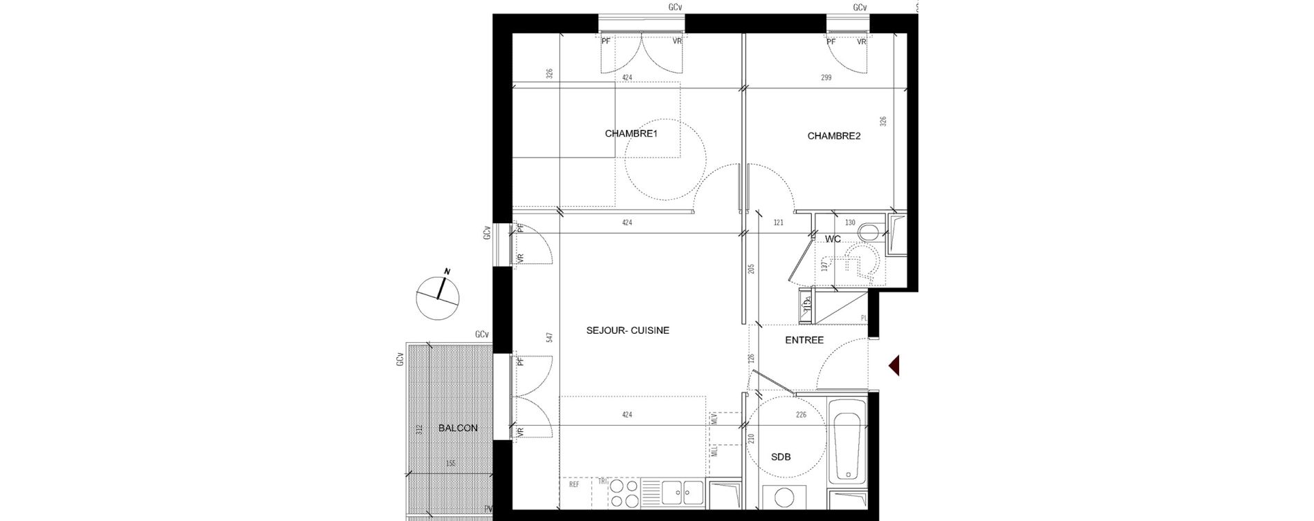 Appartement T3 de 59,10 m2 &agrave; Asni&egrave;res-Sur-Seine Seine ouest