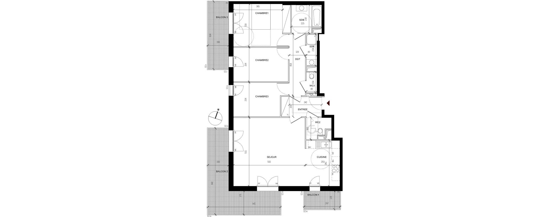 Appartement T4 de 89,70 m2 &agrave; Asni&egrave;res-Sur-Seine Seine ouest