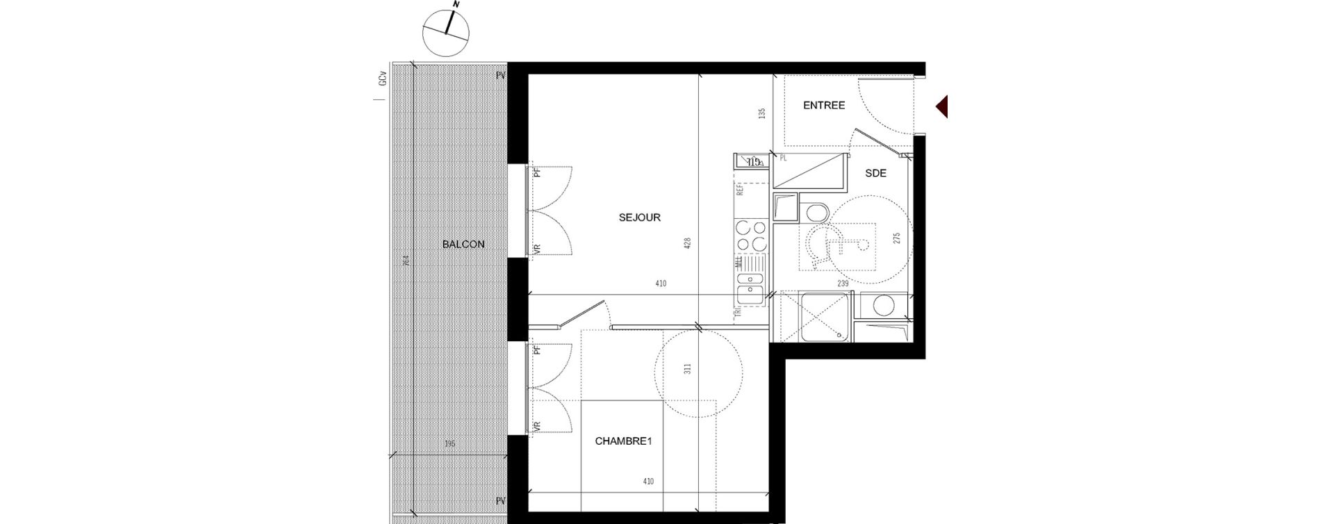 Appartement T2 de 40,40 m2 &agrave; Asni&egrave;res-Sur-Seine Seine ouest