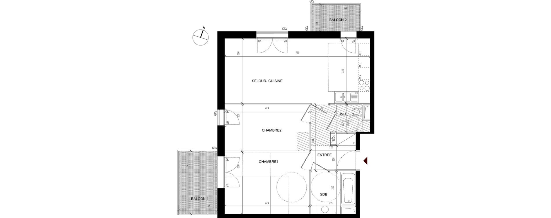 Appartement T3 de 59,40 m2 &agrave; Asni&egrave;res-Sur-Seine Seine ouest