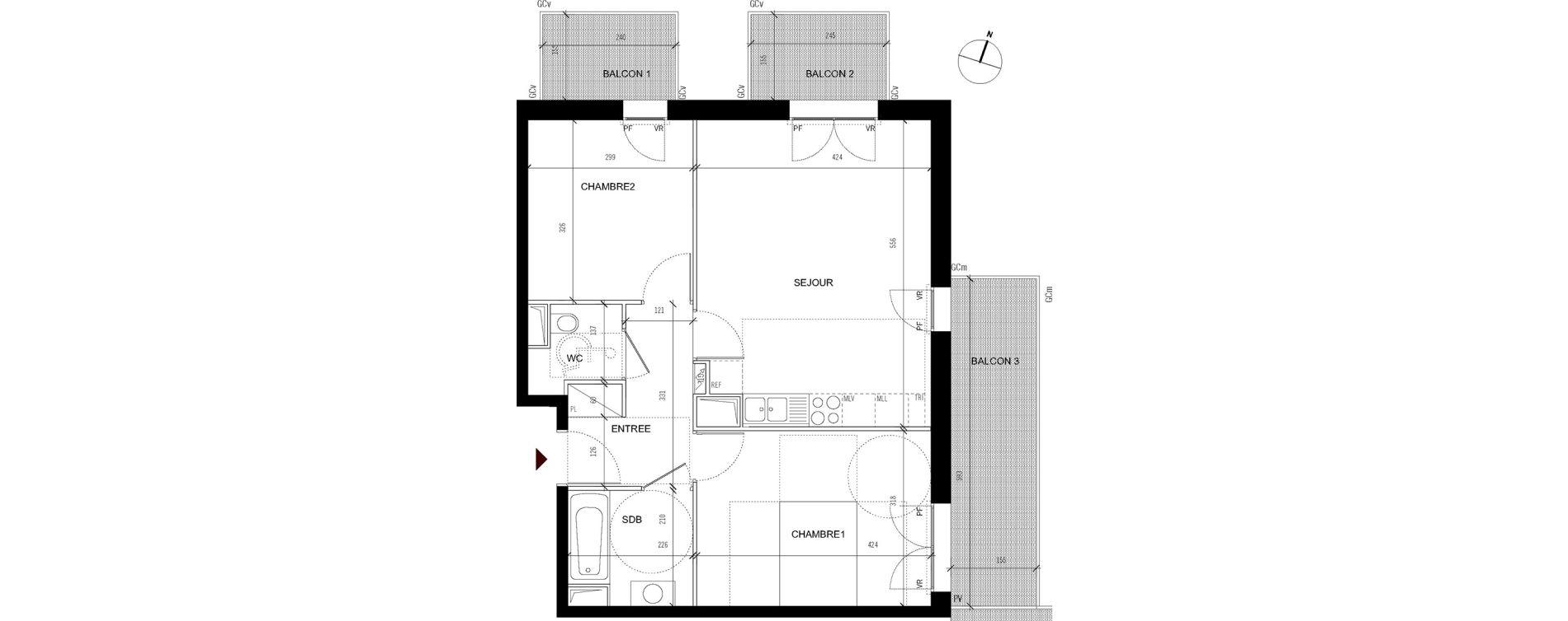 Appartement T3 de 59,00 m2 &agrave; Asni&egrave;res-Sur-Seine Seine ouest