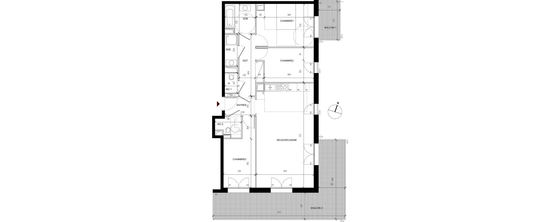Appartement T4 de 86,20 m2 &agrave; Asni&egrave;res-Sur-Seine Seine ouest