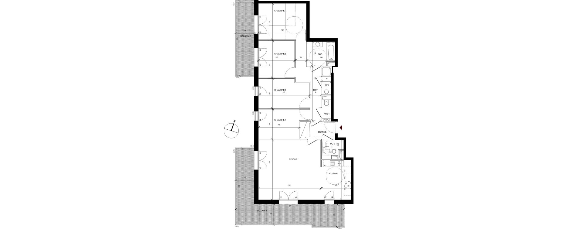 Appartement T5 de 102,40 m2 &agrave; Asni&egrave;res-Sur-Seine Seine ouest