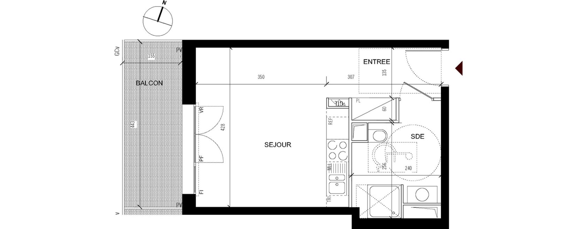 Appartement T1 de 27,70 m2 &agrave; Asni&egrave;res-Sur-Seine Seine ouest
