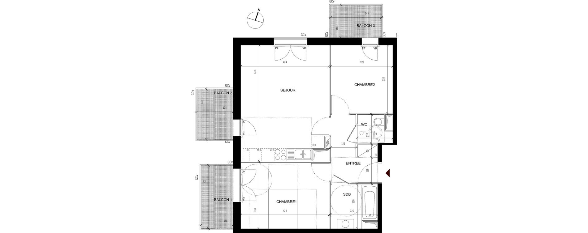 Appartement T3 de 58,80 m2 &agrave; Asni&egrave;res-Sur-Seine Seine ouest