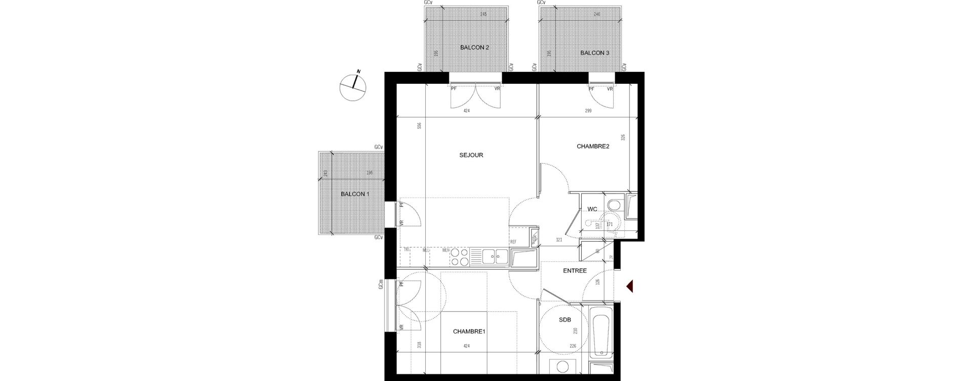Appartement T3 de 58,80 m2 &agrave; Asni&egrave;res-Sur-Seine Seine ouest