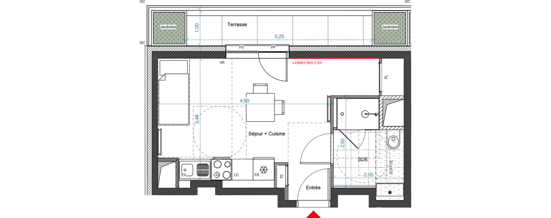 Appartement T1 de 24,40 m2 &agrave; Asni&egrave;res-Sur-Seine Renoir - zola