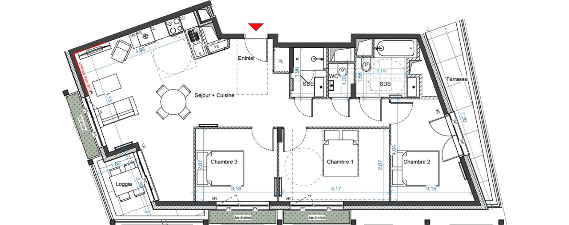 Appartement T4 de 80,28 m2 &agrave; Asni&egrave;res-Sur-Seine Renoir - zola