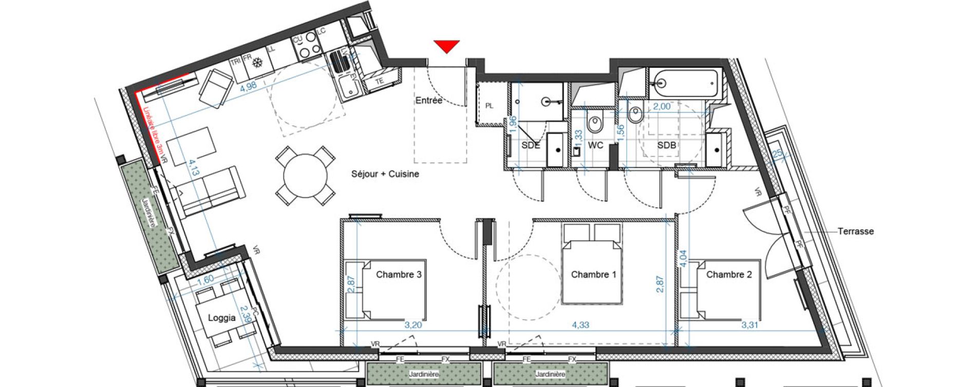 Appartement T4 de 80,26 m2 &agrave; Asni&egrave;res-Sur-Seine Renoir - zola