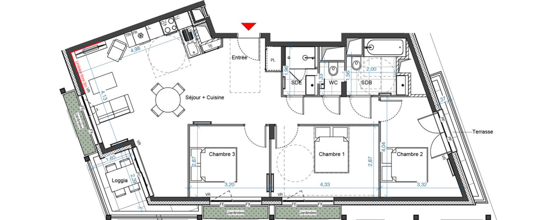 Appartement T4 de 80,28 m2 &agrave; Asni&egrave;res-Sur-Seine Renoir - zola