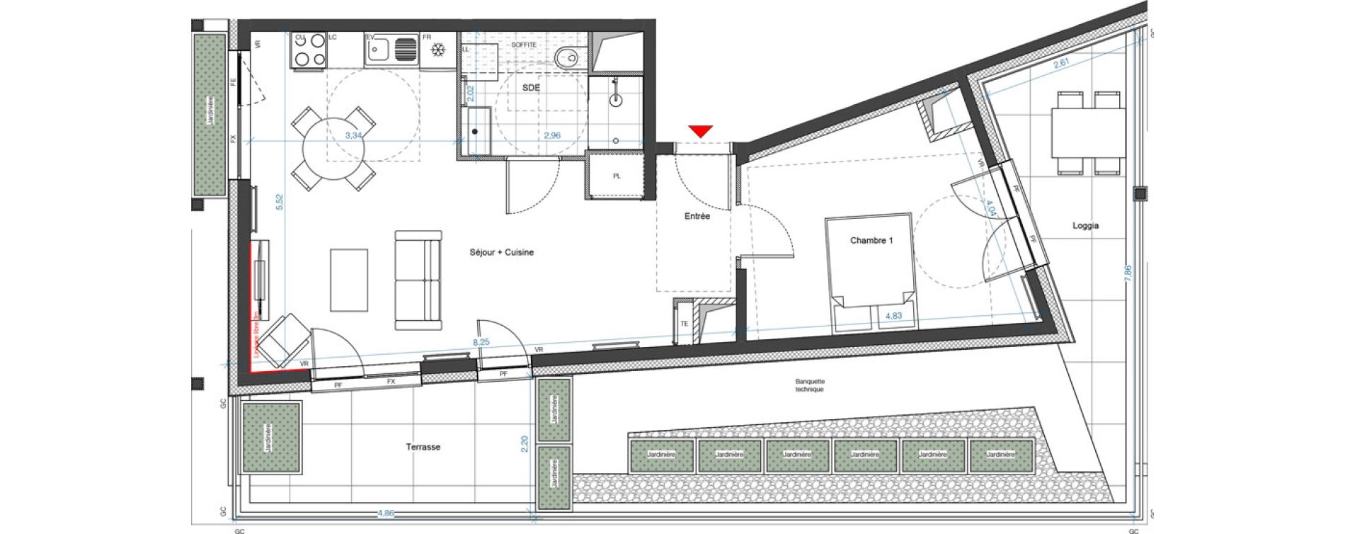 Appartement T2 de 50,58 m2 &agrave; Asni&egrave;res-Sur-Seine Renoir - zola