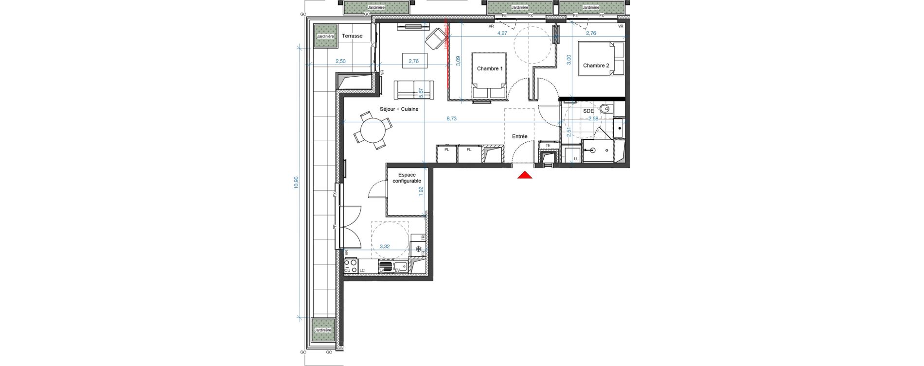 Appartement T3 de 70,71 m2 &agrave; Asni&egrave;res-Sur-Seine Renoir - zola