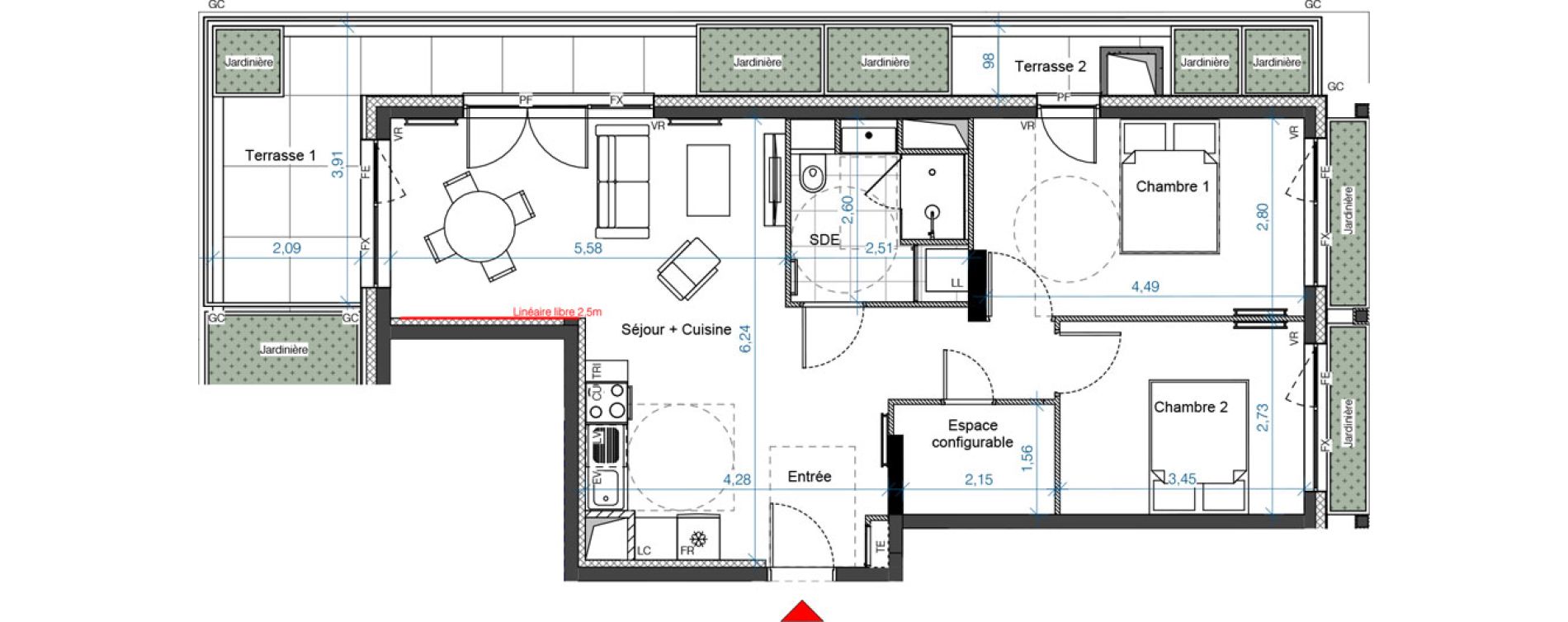 Appartement T3 de 64,47 m2 &agrave; Asni&egrave;res-Sur-Seine Renoir - zola