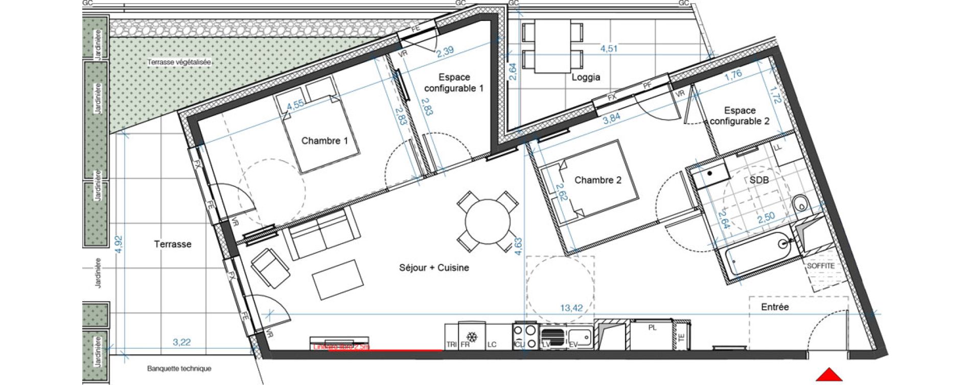 Appartement T3 de 75,04 m2 &agrave; Asni&egrave;res-Sur-Seine Renoir - zola