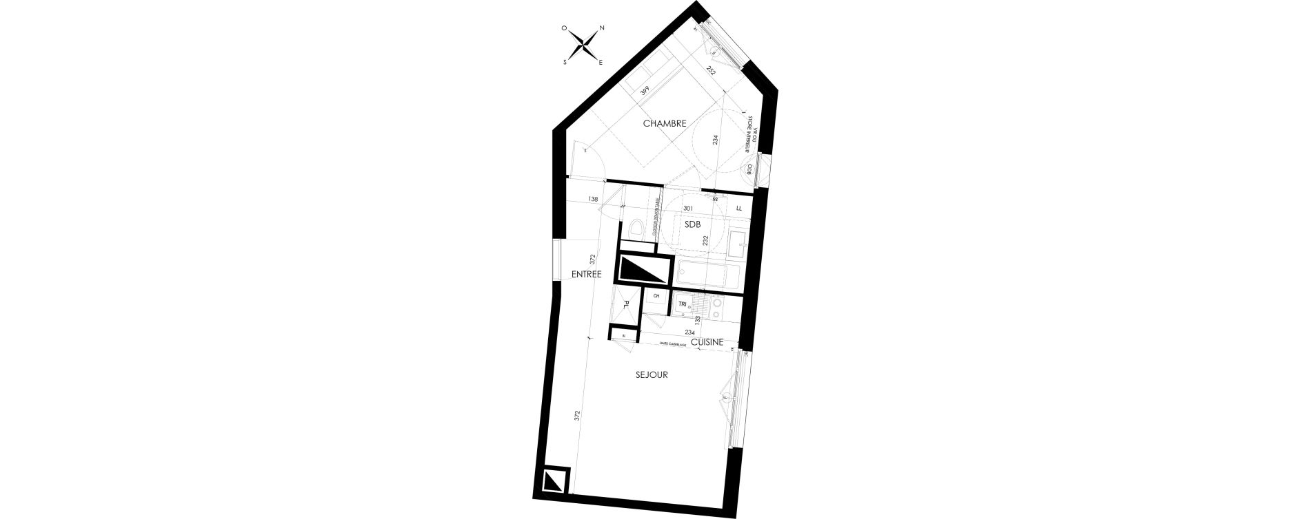 Appartement T2 de 41,44 m2 &agrave; Asni&egrave;res-Sur-Seine Flachat